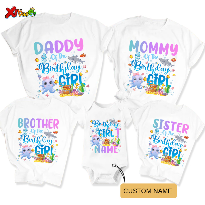 Aquarium Fish And Names - สัตว์ทะเลครอบครัวชุดวันเกิดสาว T เสื้อเสื้อวันเกิดปลา Octopus Crab Custom