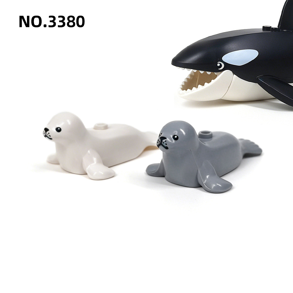 Aquarium Fish Zoo - ตัวต่อรูปสัตว์น้ำ ปลาวาฬเพชฌฆาต/ปลาฉลาม/ปลาปีศาจ/ปลาวาฬ ของเล่นตัวต่อสวนสัตว์ ใช้ร่วมกับเลโก้ได้