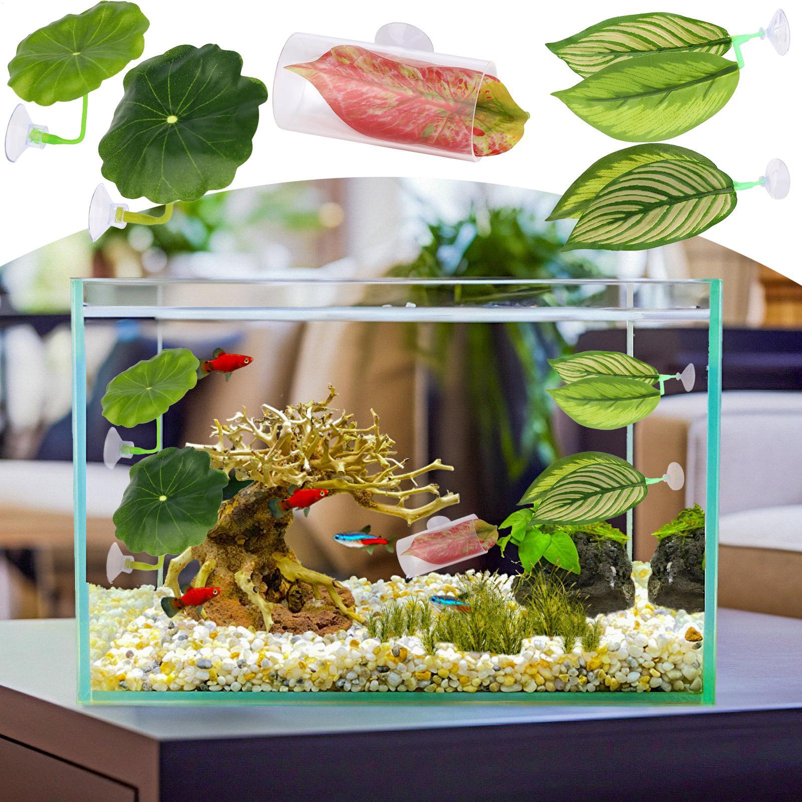 Aquarium Fish Betta - เปลใบไม้สำหรับปลาเบต้า 5 ชิ้น ชุดของเล่นตกแต่งตู้ปลาแบบปรับได้ สำหรับเล่น ผสมพันธุ์