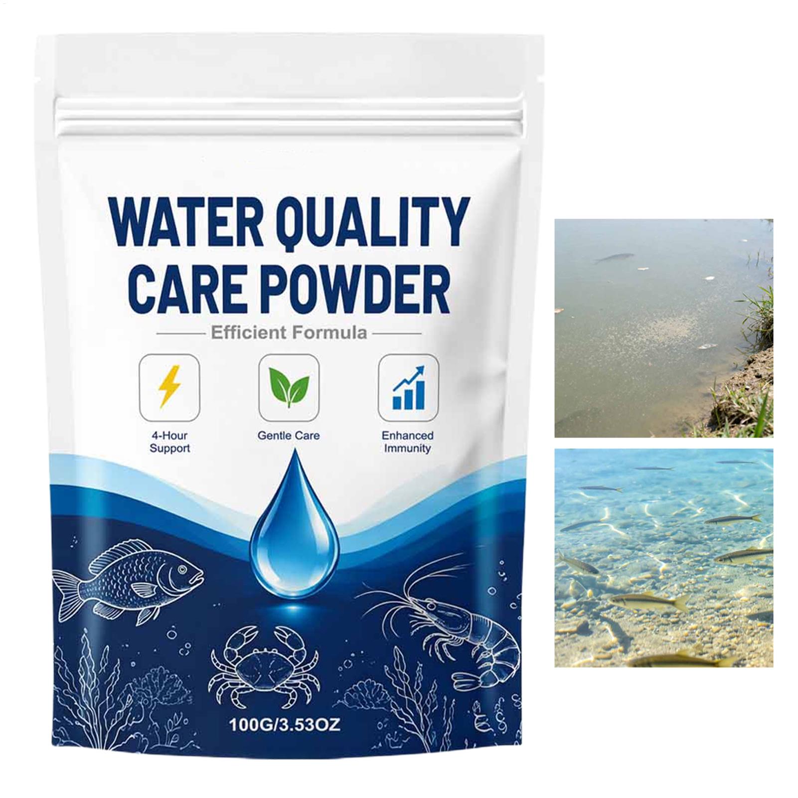 Aquarium Fish Tank Cleaner - ผงปรับสภาพน้ำในตู้ปลา 100 กรัม สำหรับน้ำขุ่น ทำความสะอาดตู้ปลาให้ใสยาวนาน ขจัดกลิ่น