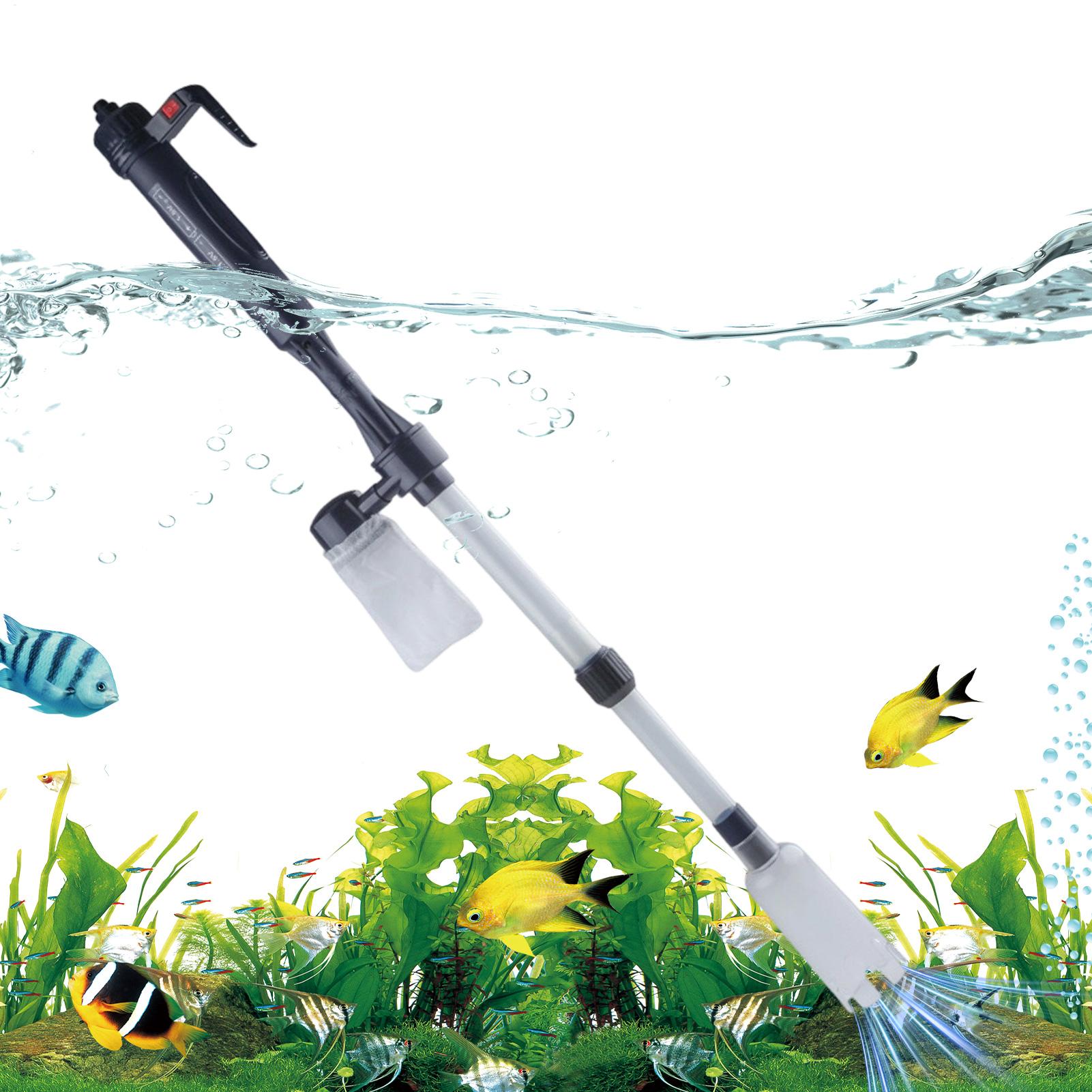 Aquarium Fish Tank Cleaner - เครื่องดูดทรายตู้ปลาแบบปรับระดับได้ด้วยระบบไฟฟ้า พร้อมด้ามจับยืดหดได้ สำหรับทำความสะอาดทรายในตู้ปลา เหมาะสำหรับสำนักงานและอพาร์ตเมนต์