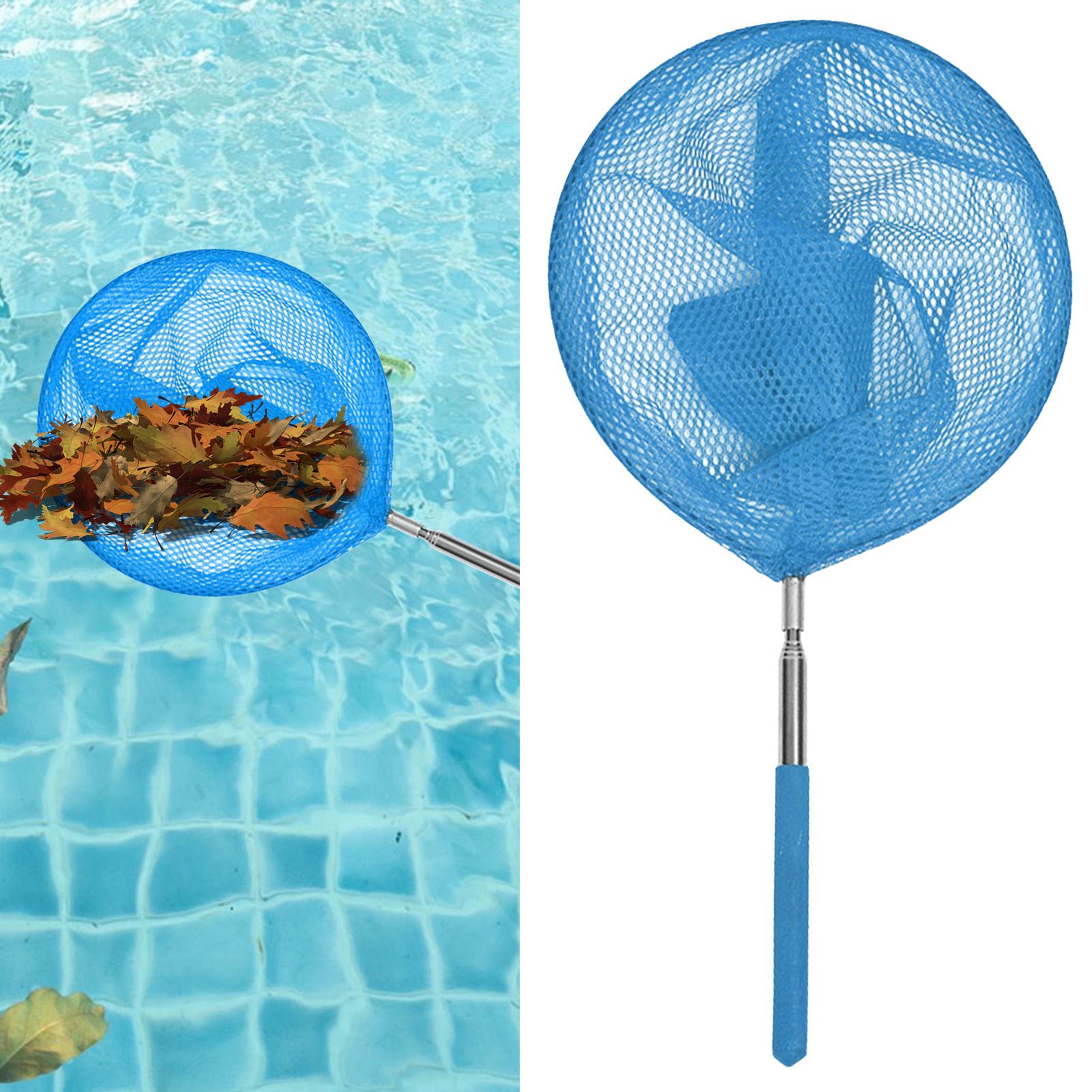 Aquarium Fish Tank Cleaner - ตาข่ายกรองสระว่ายน้ำพร้อมเสาแบบยืดหดได้ ตาข่ายสแตนเลสสำหรับตกปลา ตาข่ายจับผีเสื้อสำหรับเด็ก ใช้กลางแจ้ง อุปกรณ์ทำความสะอาดสระว่ายน้ำ